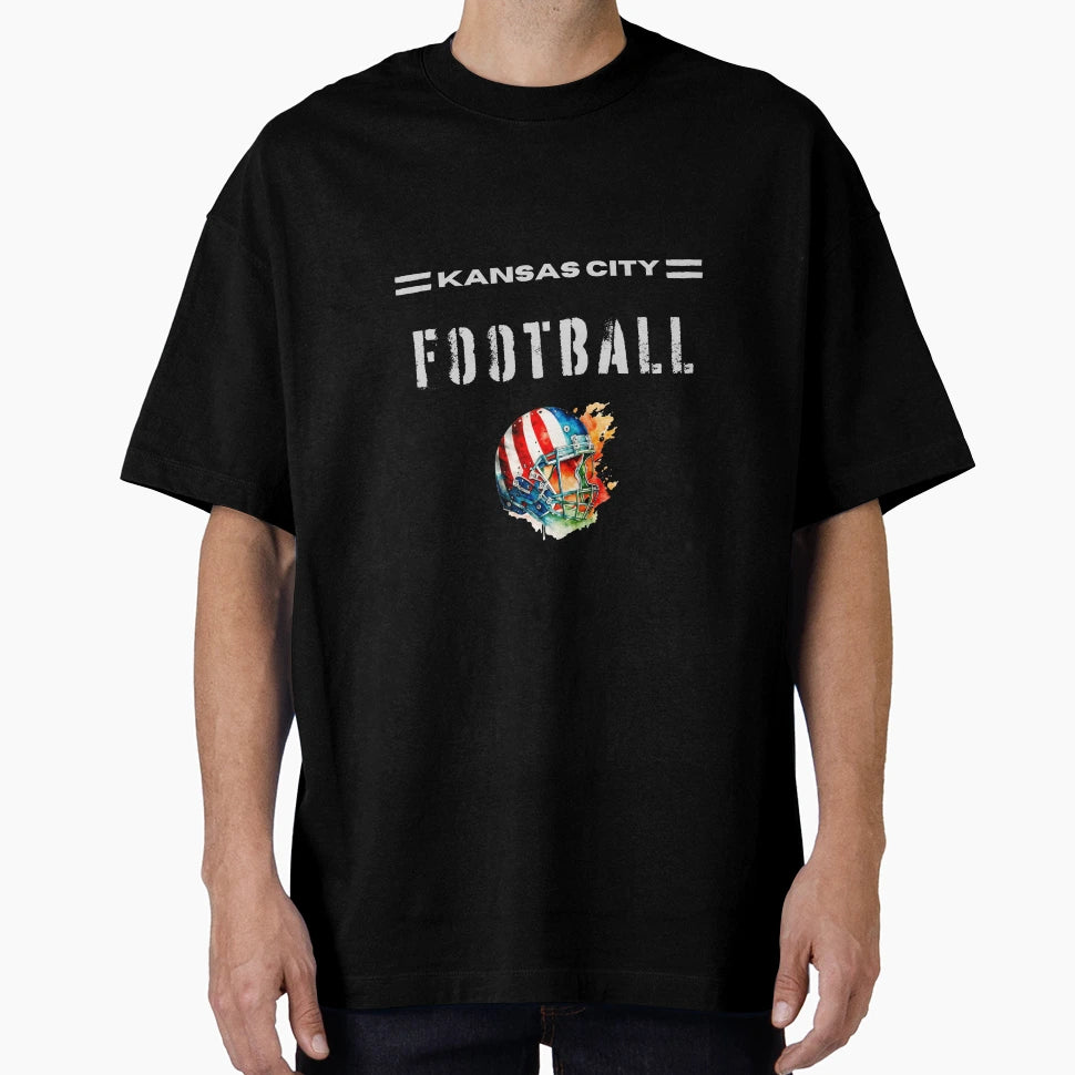 Kansas City Football Usa Flag Helmet T-Shirt - Custom Art Print Men Women - T-Shirt, Sweatshirt, Hoodie