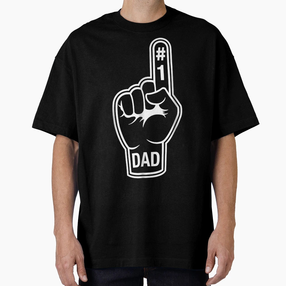 Mens Fathers Day 1 Dad Foam Finger T-Shirt - Graphic Print Unisex - T-Shirt, Sweatshirt, Hoodie