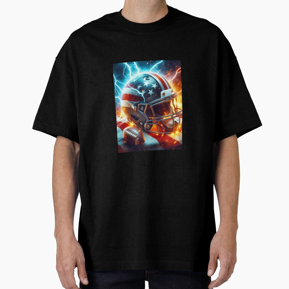 Electric Gridiron Fiery American T-Shirt - Minimalist Print for Adults - T-Shirt, Sweatshirt, Hoodie