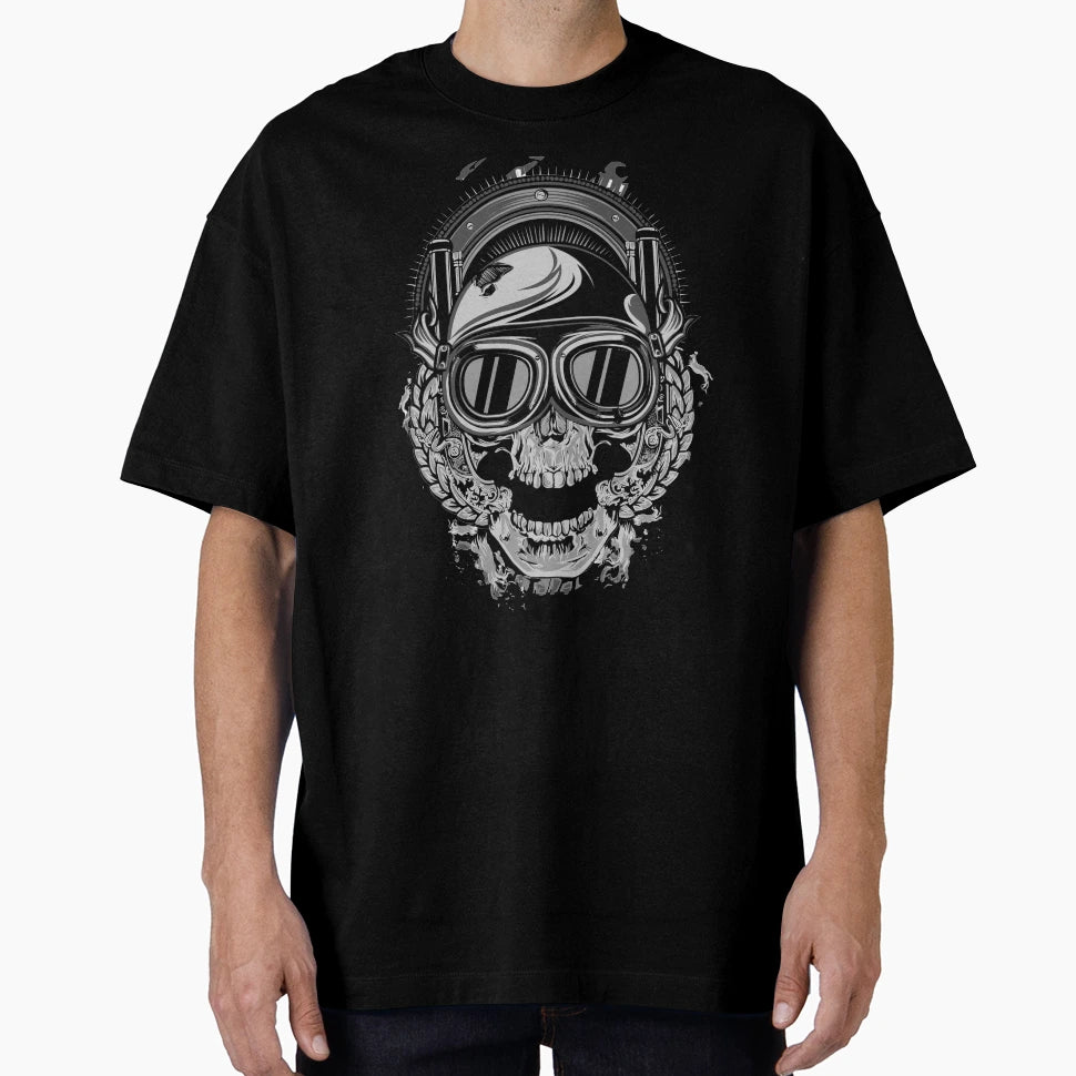 Racing Skull Motorcycle Gifts And T-Shirt - Minimalist Print for Adults - T-Shirt, Sweatshirt, Hoodie