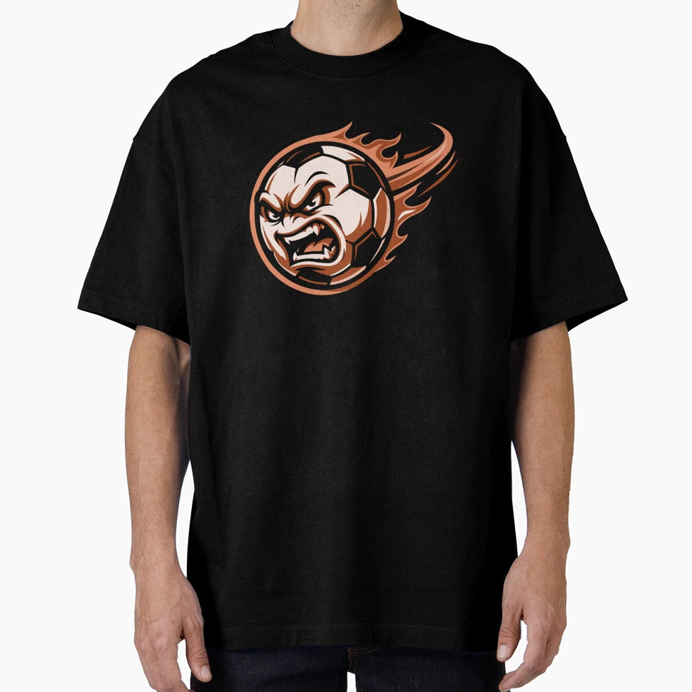Flaming Soccer Ball Orange T-Shirt - Minimalist Print for Adults - T-Shirt, Sweatshirt, Hoodie