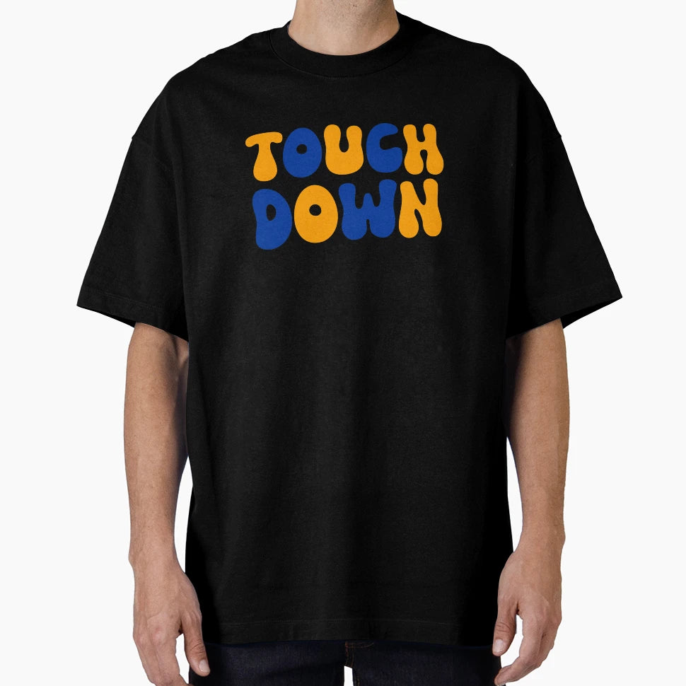 Touch Down Touchdown Blue And Gold T-Shirt - Aesthetic Graphic for Adults - T-Shirt, Sweatshirt, Hoodie