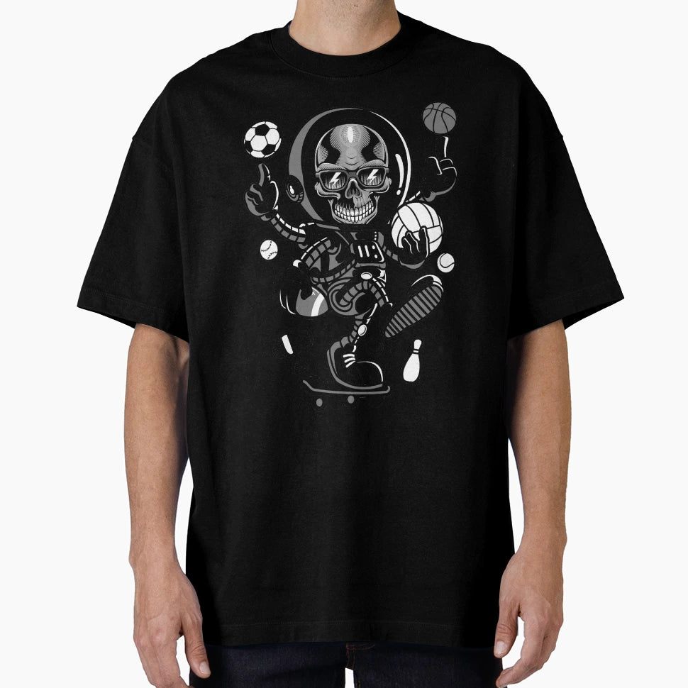 Funny Astronaut Skull Skateboard T-Shirt - Custom Art Print for Adults - T-Shirt, Sweatshirt, Hoodie