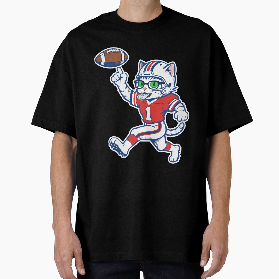 Beast Mode Kitty American Football T-Shirt - Trendy Graphic for Adults - T-Shirt, Sweatshirt, Hoodie