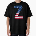 Letter Z Capital Alphabet American Flag T-Shirt - Minimalist Print Unisex - T-Shirt, Sweatshirt, Hoodie