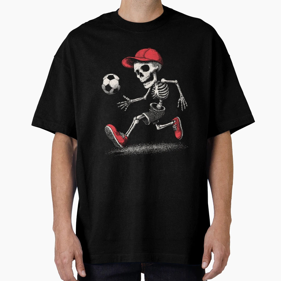 Skeleton Playing Soccer Halloween T-Shirt - Trendy Graphic Unisex - T-Shirt, Sweatshirt, Hoodie