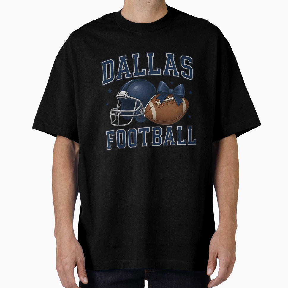 Dallas Football Helmet And Ball Bow T-Shirt - Streetwear Style Unisex - T-Shirt, Sweatshirt, Hoodie