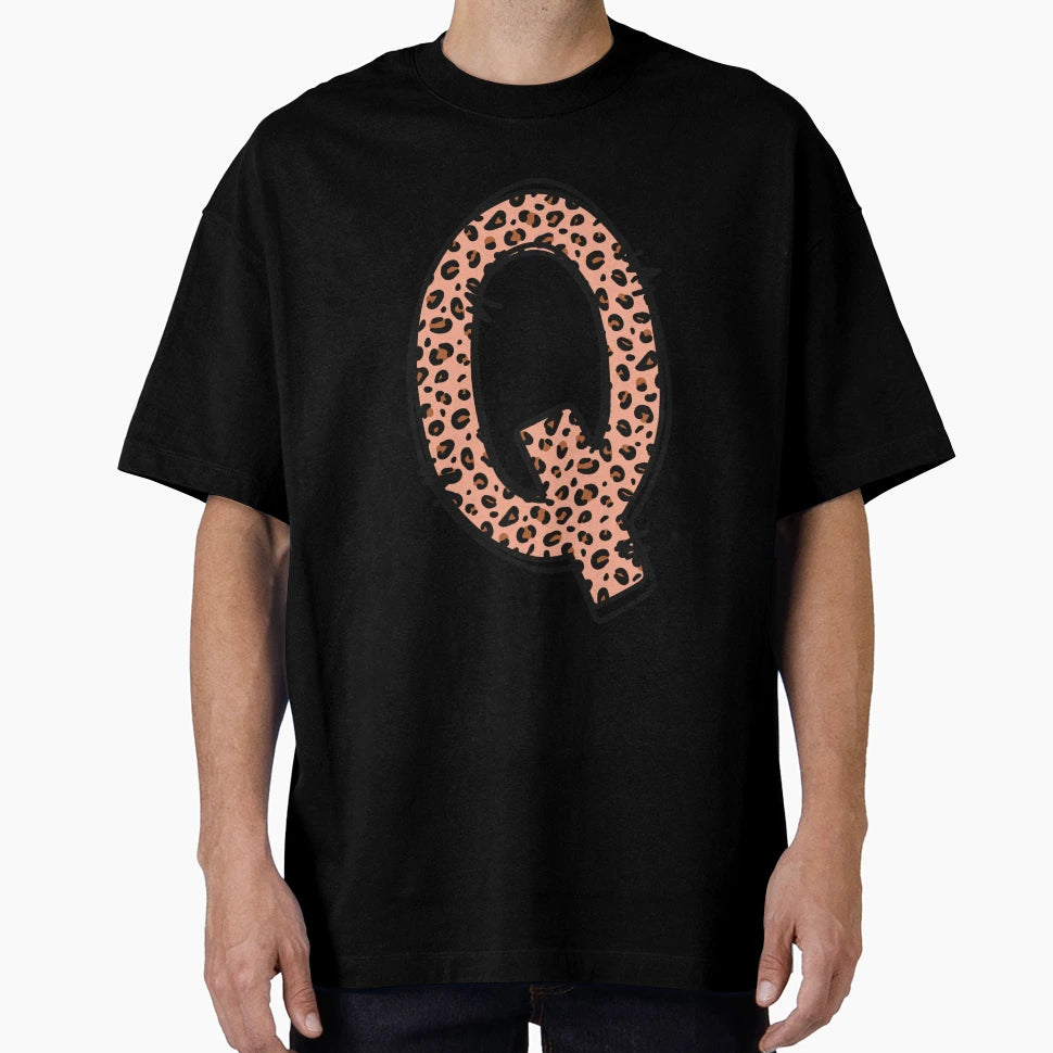 Monogram Letter Q Leopard T-Shirt - Custom Art Print Men Women - T-Shirt, Sweatshirt, Hoodie