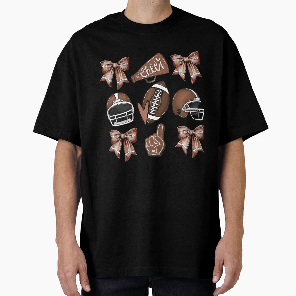 Girly Football And Cheer Football T-Shirt - Custom Art Print for Adults - T-Shirt, Sweatshirt, Hoodie