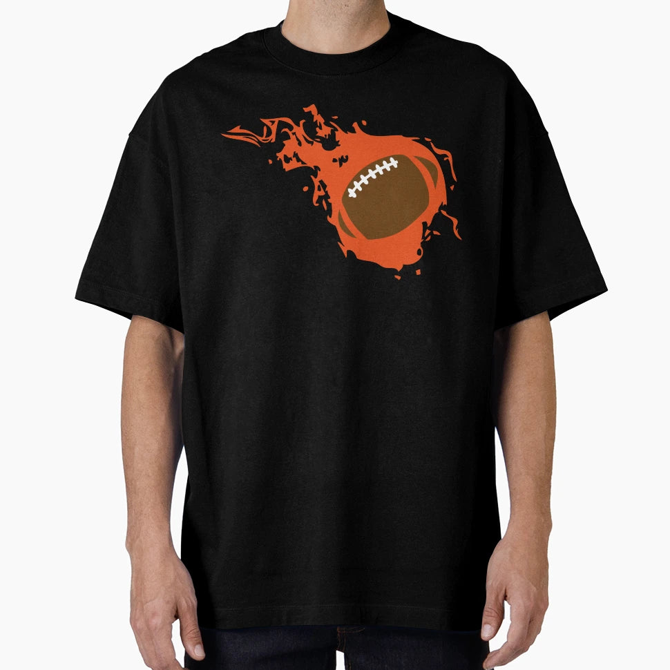 Rugby Ball American Football Flame T-Shirt - Aesthetic Graphic Men Women - T-Shirt, Sweatshirt, Hoodie