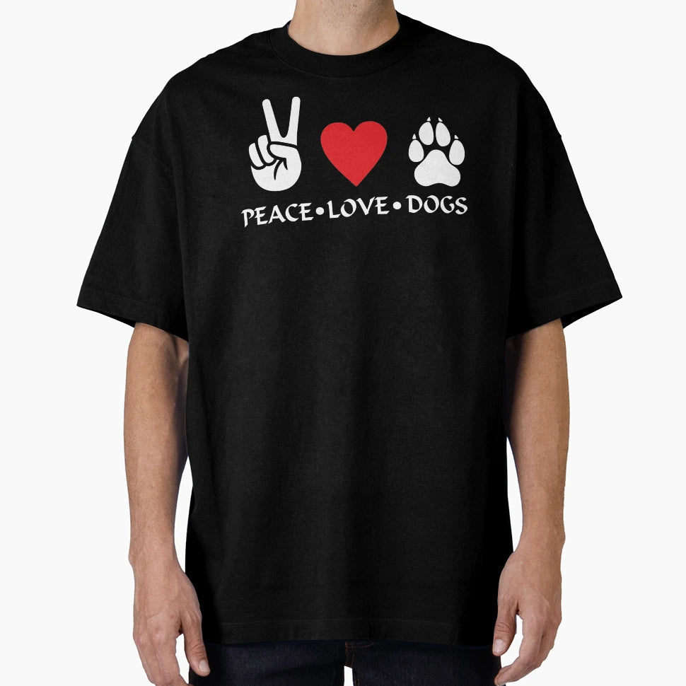 Peace Love Dogs T-Shirt - Minimalist Print for Adults - T-Shirt, Sweatshirt, Hoodie