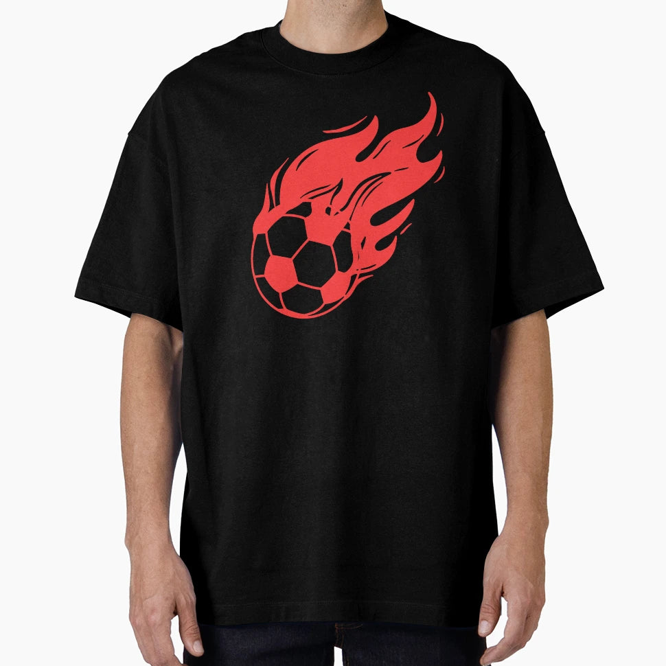 Soccer Ball Fire Red Soccer Ball And T-Shirt - Streetwear Style for Adults - T-Shirt, Sweatshirt, Hoodie