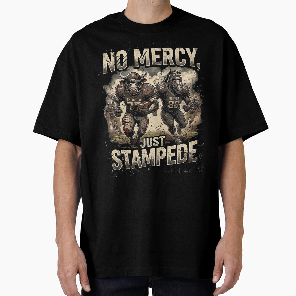 Gridiron Stampede No Mercy Football T-Shirt - Unique Graphic for Adults - T-Shirt, Sweatshirt, Hoodie
