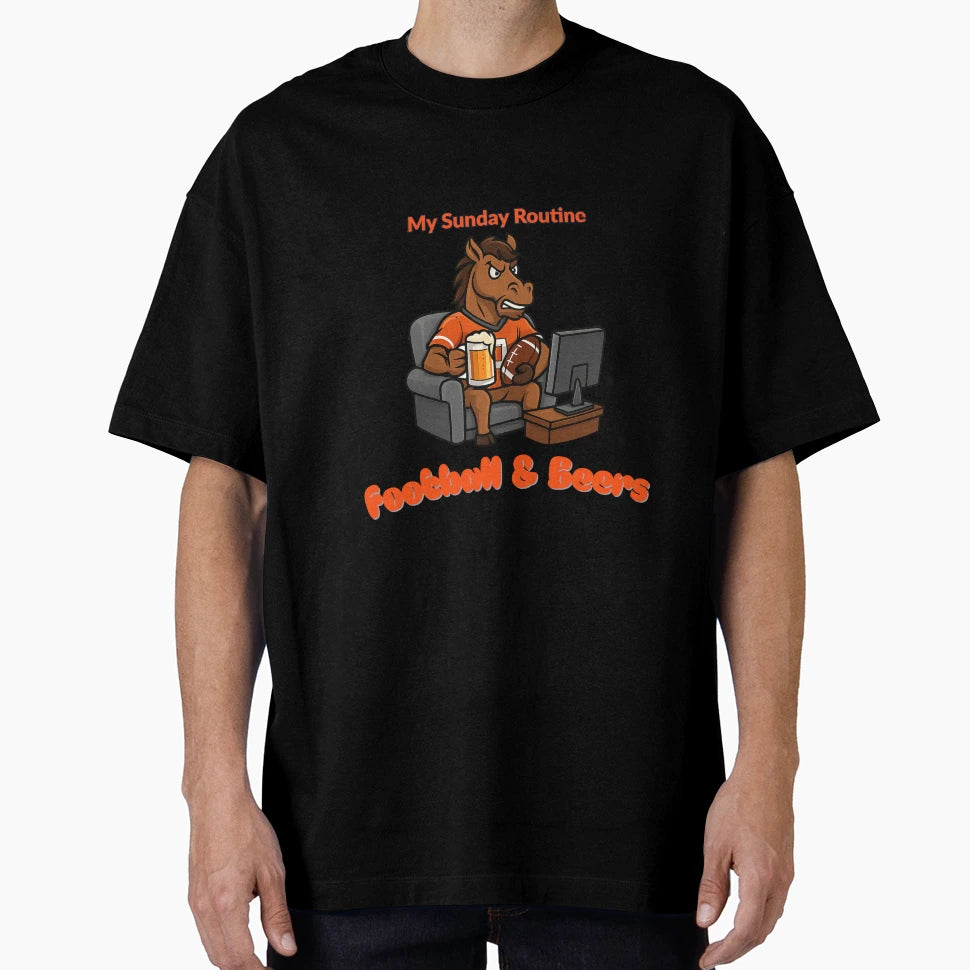 Denver Broncos Sunday Routine T-Shirt - Fun Novelty Design for Adults - T-Shirt, Sweatshirt, Hoodie