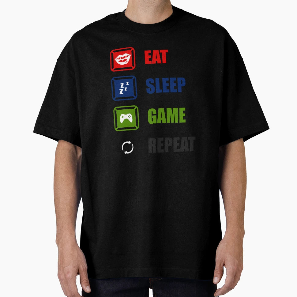 Eat Sleep Game Repeat T-Shirt - Novelty Apparel Men Women - T-Shirt, Sweatshirt, Hoodie