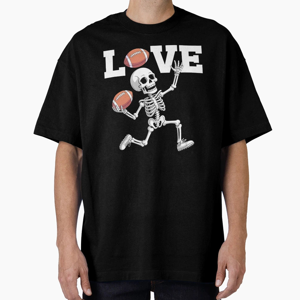 Skeleton Playing Football Funny Love T-Shirt - Custom Art Print for Adults - T-Shirt, Sweatshirt, Hoodie
