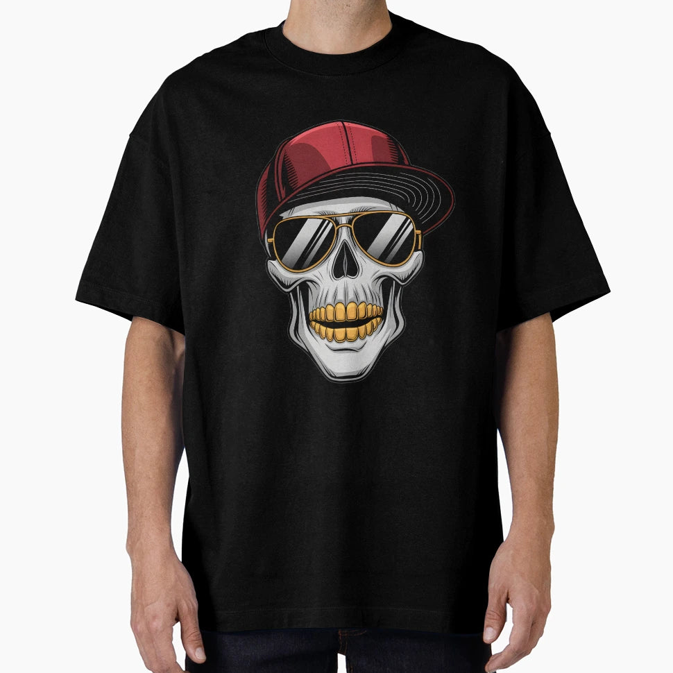 Street Hip Hop Rapper Skull T-Shirt - Custom Art Print Men Women - T-Shirt, Sweatshirt, Hoodie