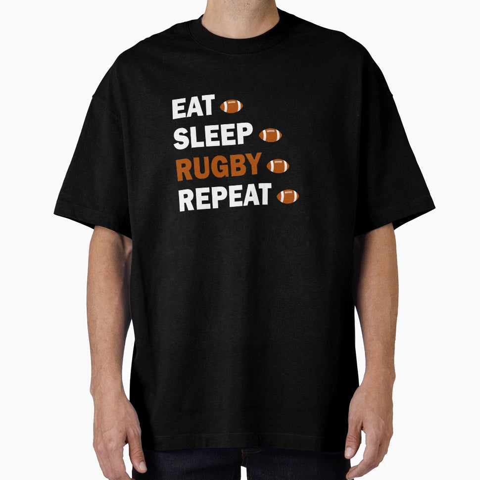 Eat Sleep Rugby Repeat T-Shirt - Streetwear Style Unisex - T-Shirt, Sweatshirt, Hoodie