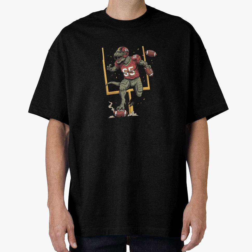 Dino Touchdown Football Raptor Player T-Shirt - Graphic Print for Adults - T-Shirt, Sweatshirt, Hoodie