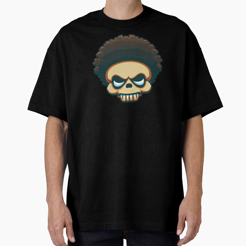 Skull Afro Hairstyle T-Shirt - Fun Novelty Design Unisex - T-Shirt, Sweatshirt, Hoodie
