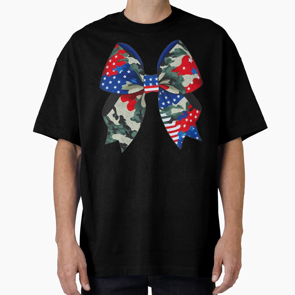 Patriotic Camouflage Bow Stars And T-Shirt - Streetwear Style Unisex - T-Shirt, Sweatshirt, Hoodie