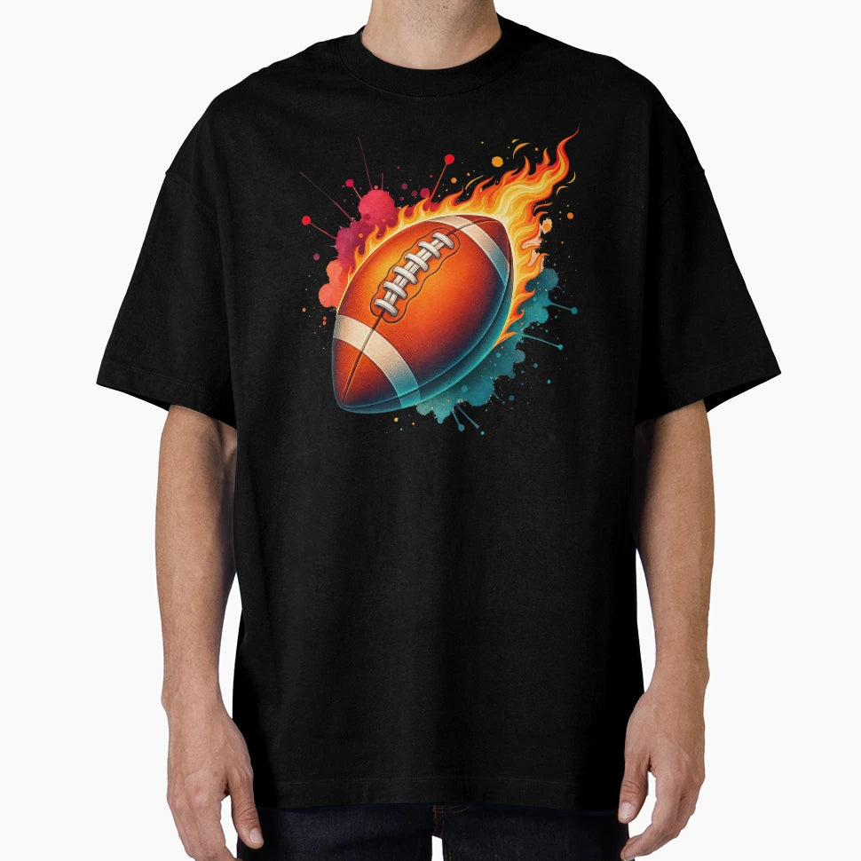 Fiery Football Illustration Paint T-Shirt - Minimalist Print Unisex - T-Shirt, Sweatshirt, Hoodie