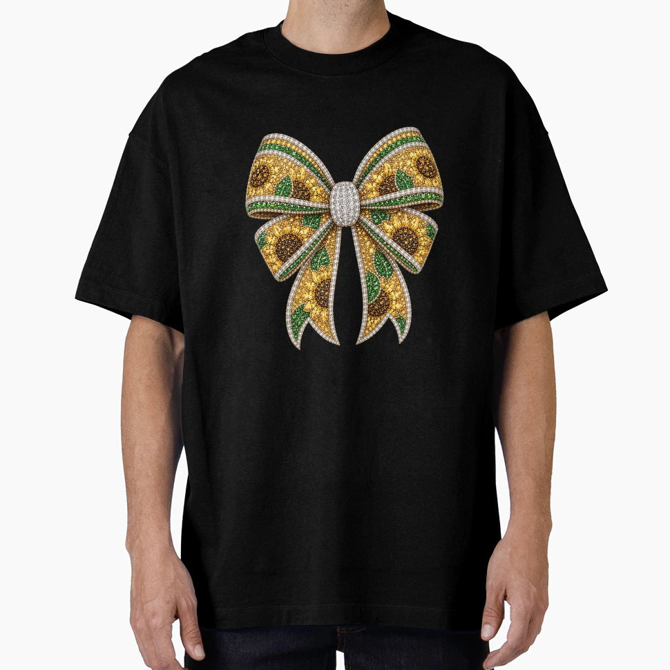 Sunflower Country Bow Rhinestone T-Shirt - Trendy Graphic for Adults - T-Shirt, Sweatshirt, Hoodie