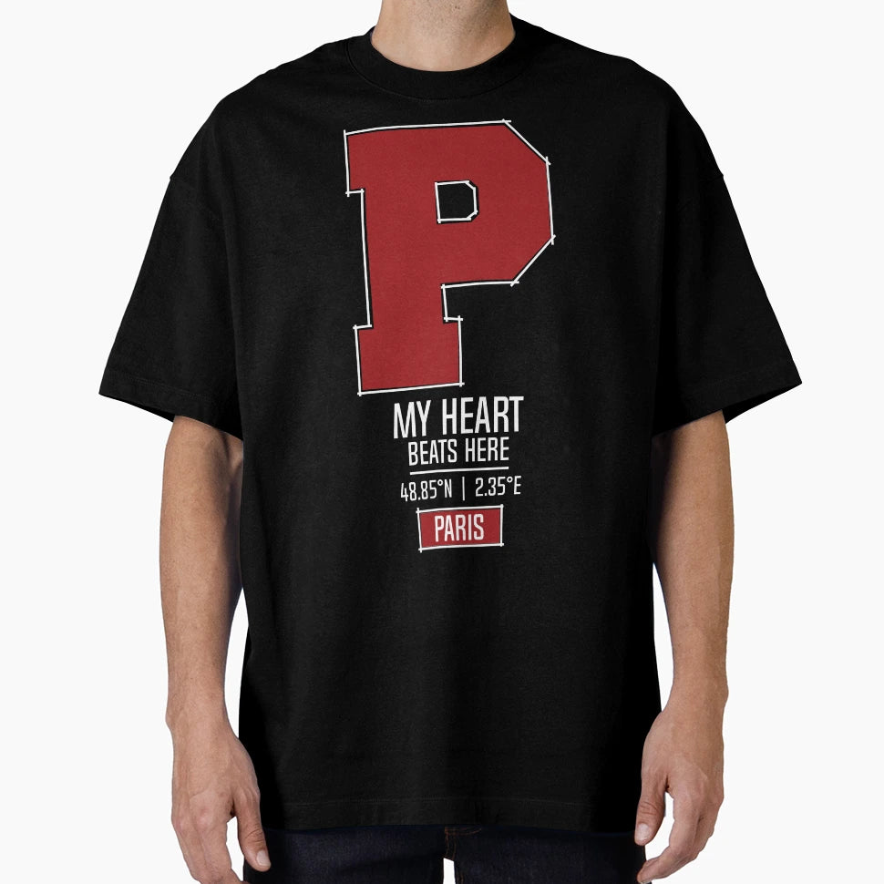 Paris My Heart Beats Here Black T-Shirt - Casual Everyday Wear Men Women - T-Shirt, Sweatshirt, Hoodie