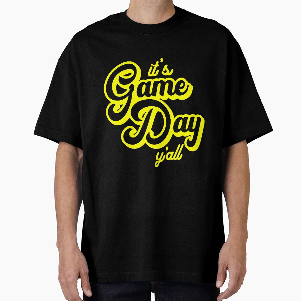 Yellow And Black Its Game Day Yall T-Shirt - Fun Novelty Design for Adults - T-Shirt, Sweatshirt, Hoodie