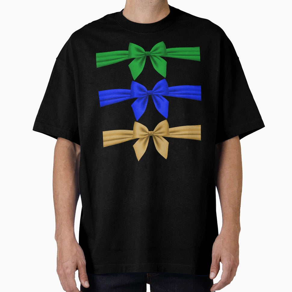 Green Blue Gold Satin Bow Set T-Shirt - Casual Everyday Wear Unisex - T-Shirt, Sweatshirt, Hoodie