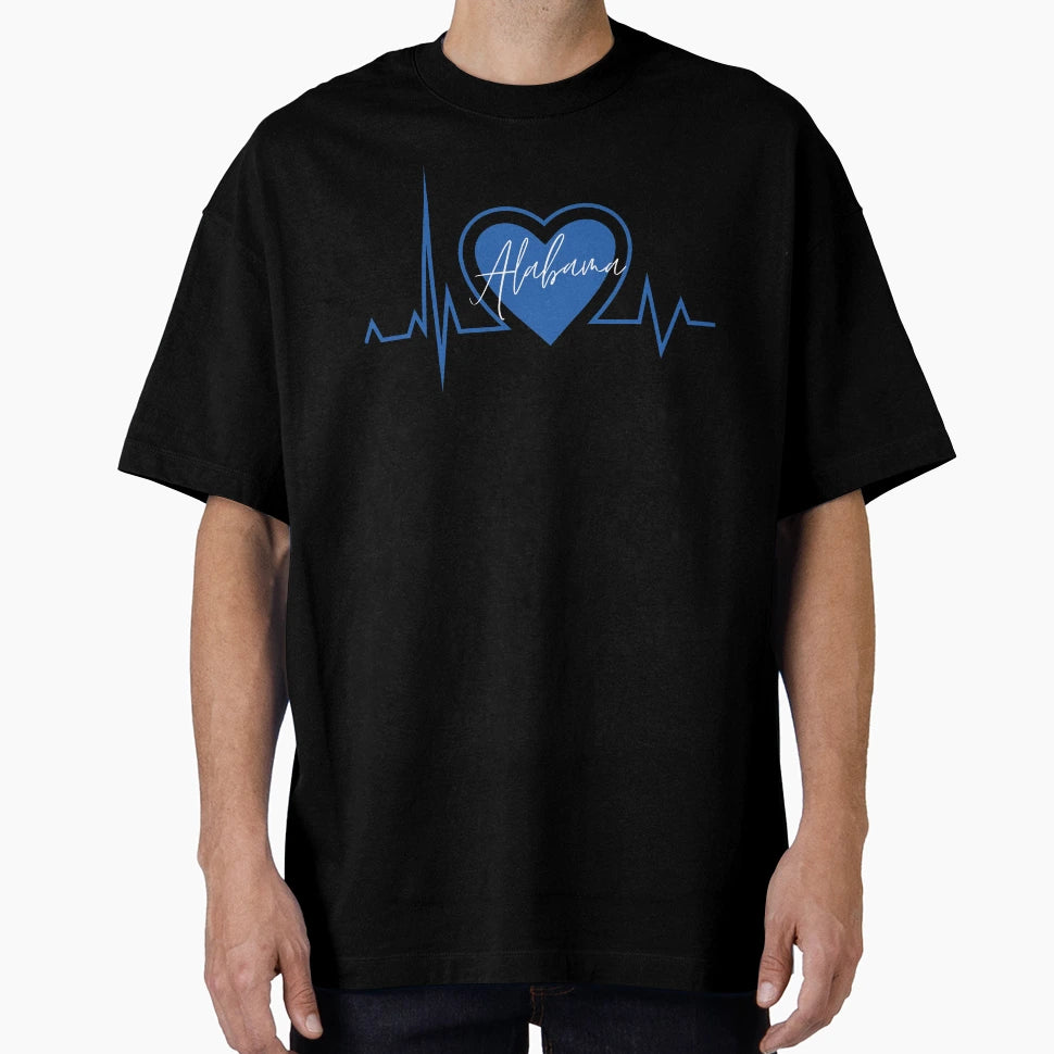 Alabama Hometown Heartbeat Blue T-Shirt - Casual Everyday Wear for Adults - T-Shirt, Sweatshirt, Hoodie