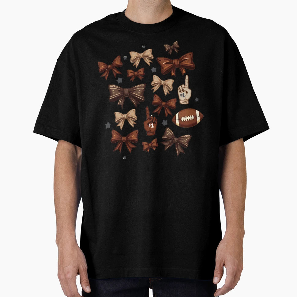 Coquette Bow Pumpkin American Football T-Shirt - Unique Graphic for Adults - T-Shirt, Sweatshirt, Hoodie