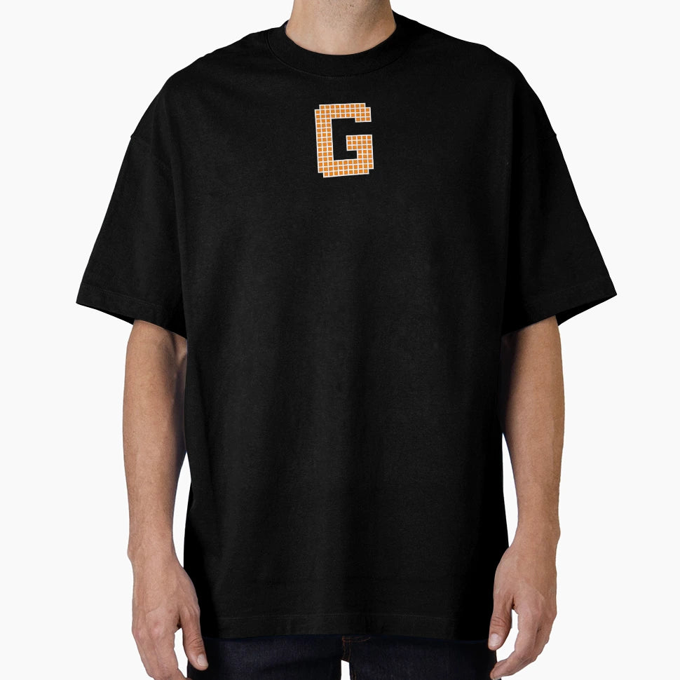 Uppercase G Orange Pixel Block Character T-Shirt - Trendy Graphic Men Women - T-Shirt, Sweatshirt, Hoodie