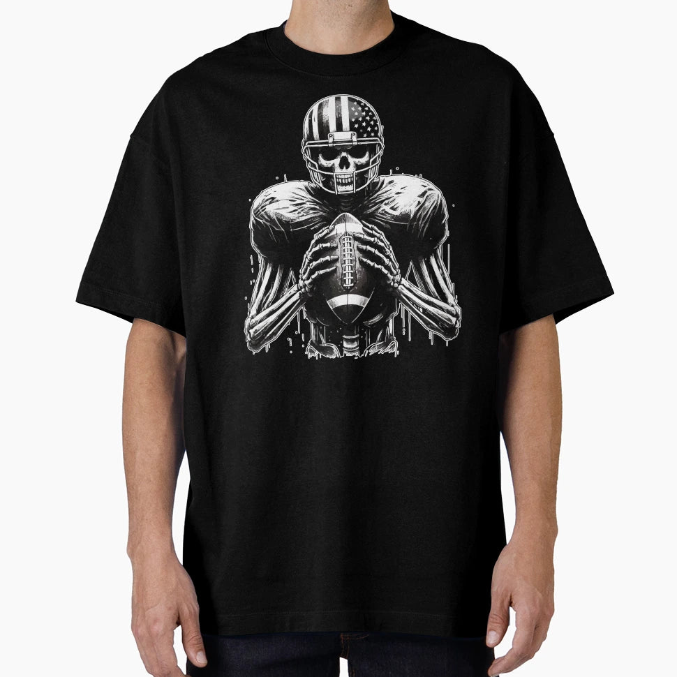 Spooky Halloween Skeleton Football T-Shirt - Streetwear Style Men Women - T-Shirt, Sweatshirt, Hoodie