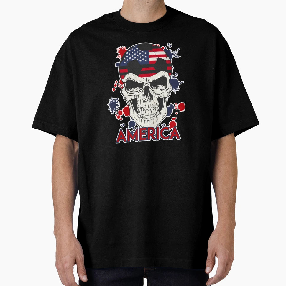 Usa Soccer Skull American Soccer T-Shirt - Casual Everyday Wear for Adults - T-Shirt, Sweatshirt, Hoodie
