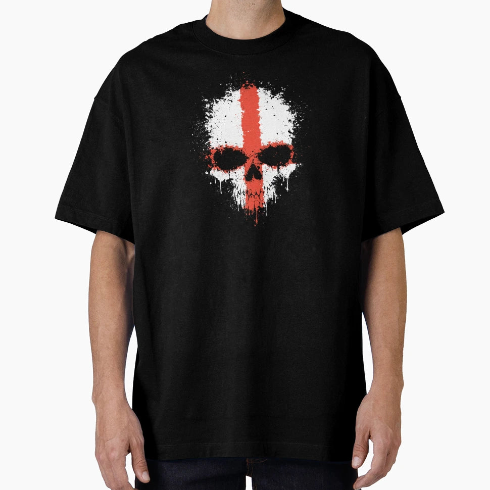 Chaotic English Flag Splatter Skull T-Shirt - Graphic Print for Adults - T-Shirt, Sweatshirt, Hoodie