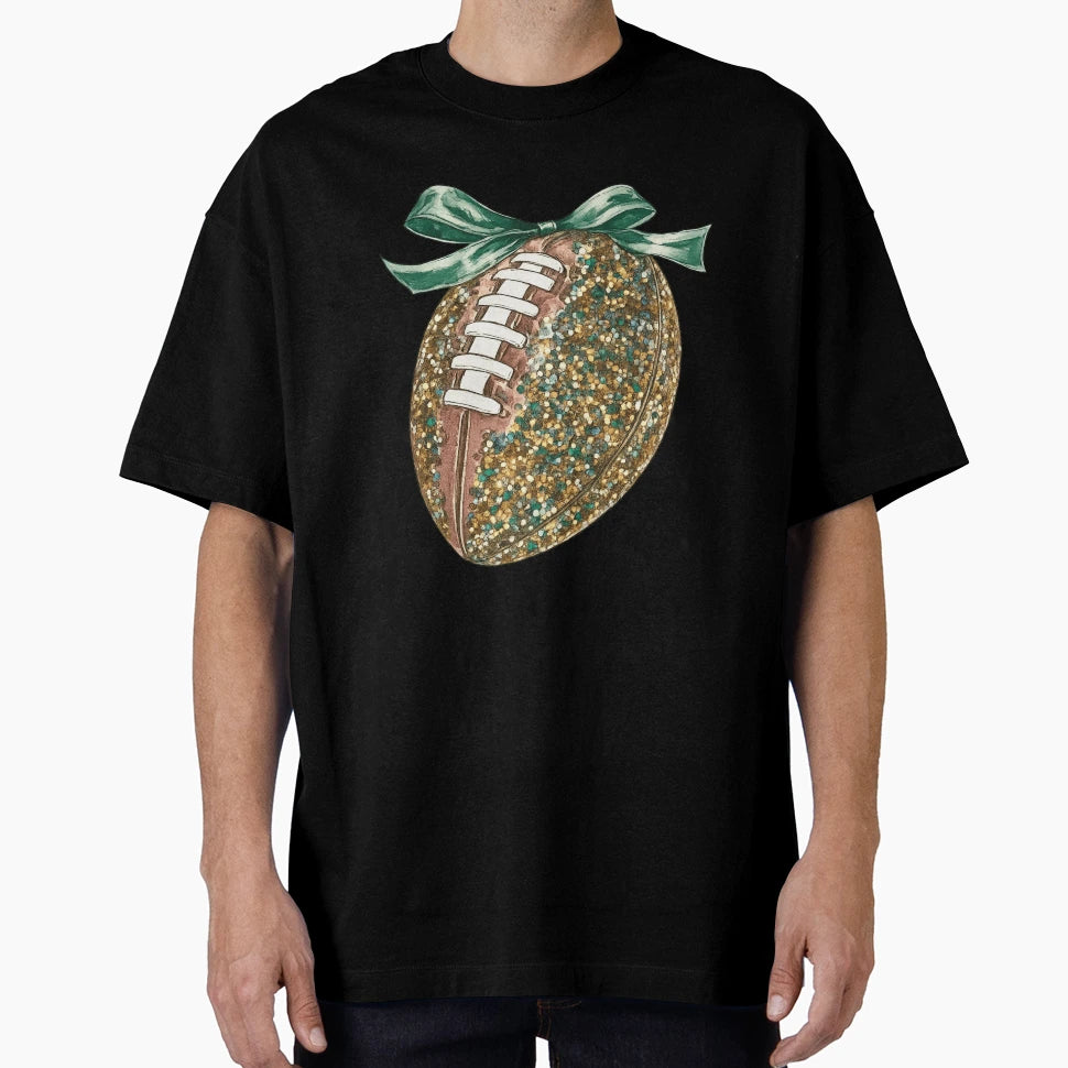 Glitter Football Green Ribbon T-Shirt - Aesthetic Graphic Unisex - T-Shirt, Sweatshirt, Hoodie