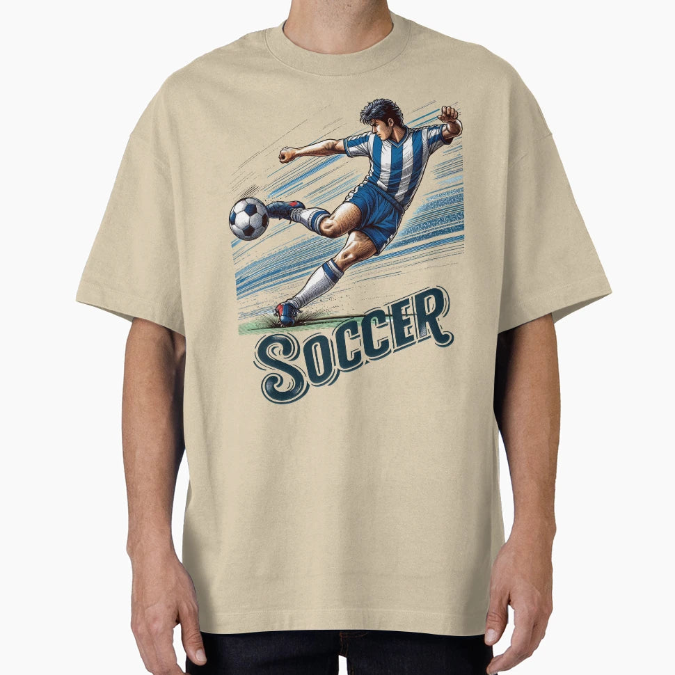 Soccer Player Kicking Ball T-Shirt - Streetwear Style Men Women - T-Shirt, Sweatshirt, Hoodie