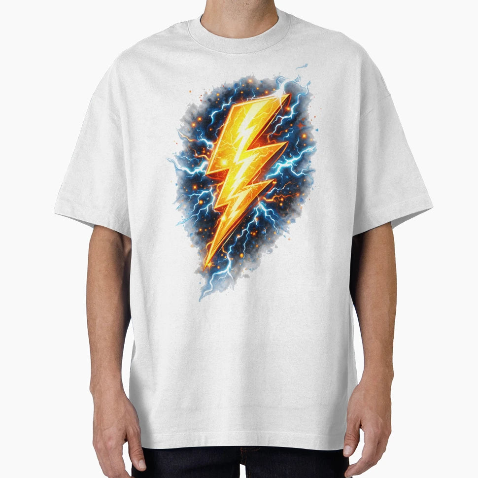 Powerful Golden Lightning Bolt T-Shirt - Aesthetic Graphic Men Women - T-Shirt, Sweatshirt, Hoodie