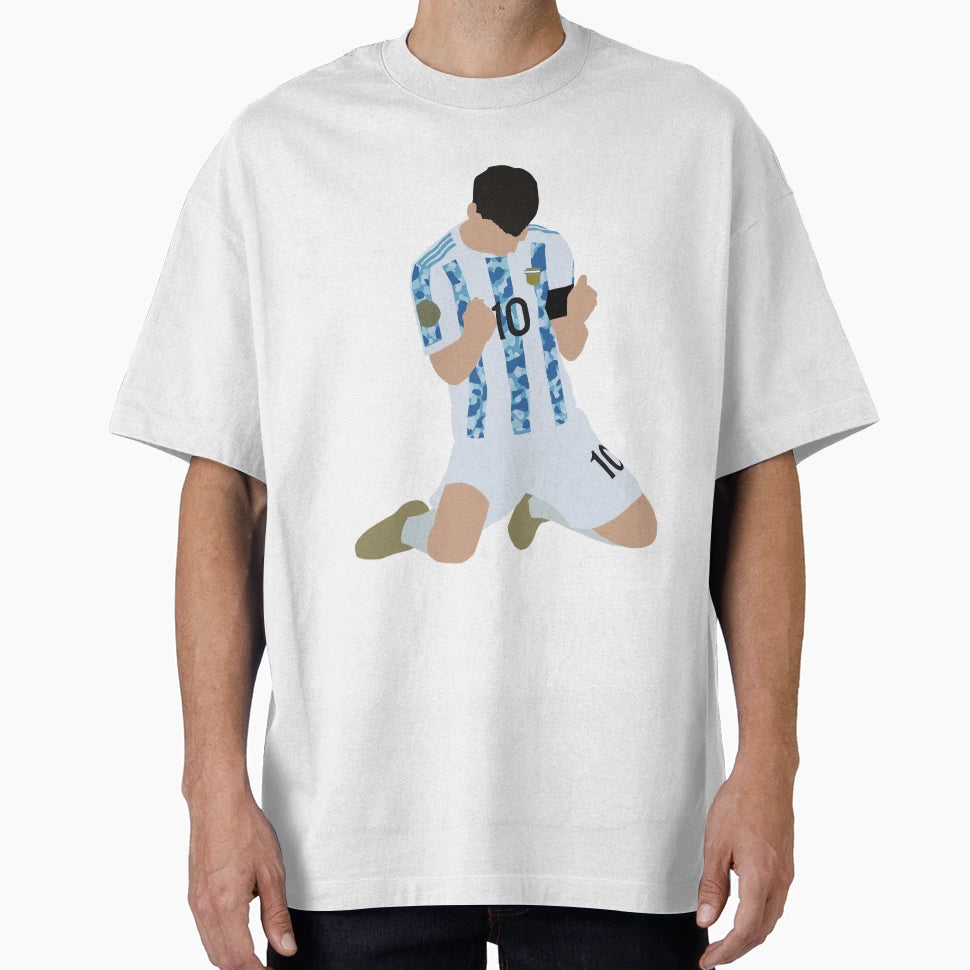 Messi Celebrates Argentina Victory T-Shirt - Custom Art Print Unisex - T-Shirt, Sweatshirt, Hoodie