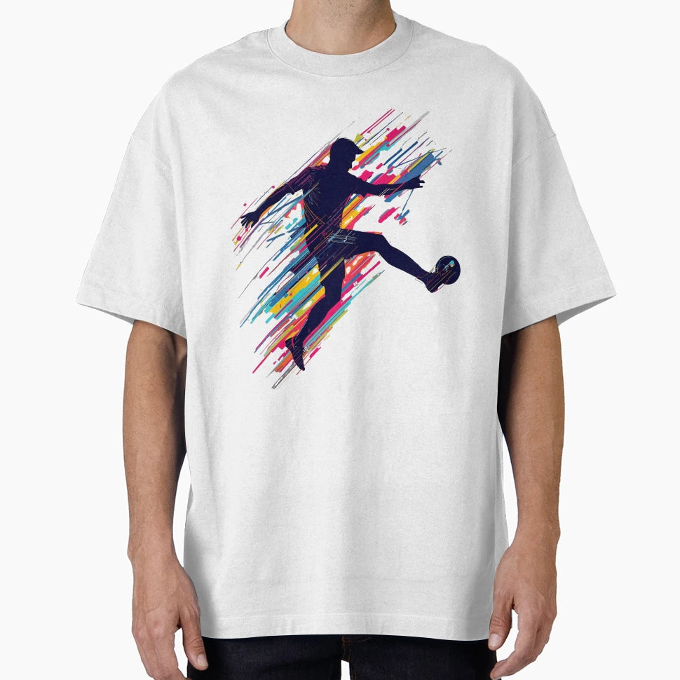Rainbow Colour Streak Soccer Kick 1 T-Shirt - Unique Graphic for Adults - T-Shirt, Sweatshirt, Hoodie