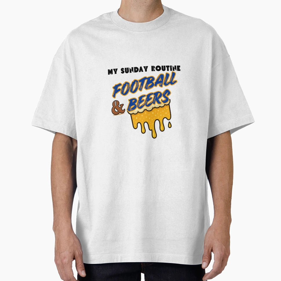 Football Beers Funny Sunday Routine T-Shirt - Unique Graphic for Adults - T-Shirt, Sweatshirt, Hoodie