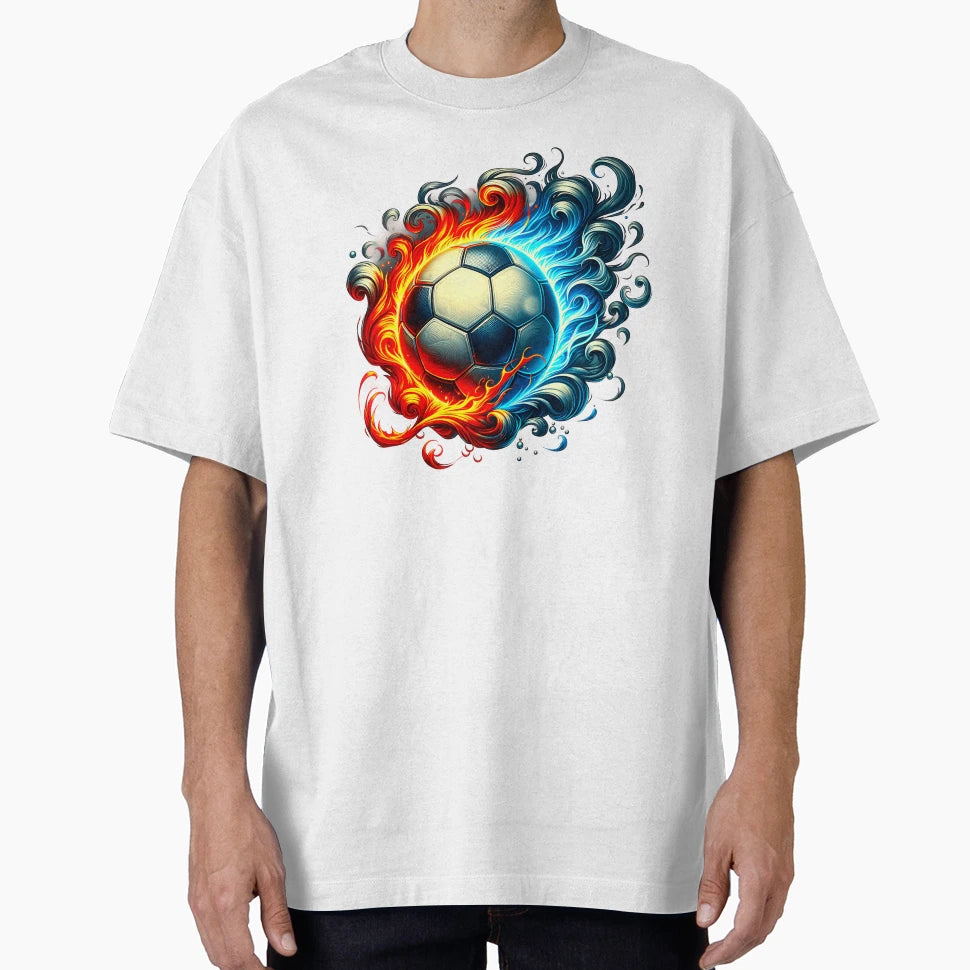 Football Flames Red And Blue T-Shirt - Custom Art Print Men Women - T-Shirt, Sweatshirt, Hoodie