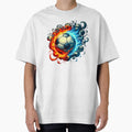 Football Flames Red And Blue T-Shirt - Custom Art Print Men Women - T-Shirt, Sweatshirt, Hoodie