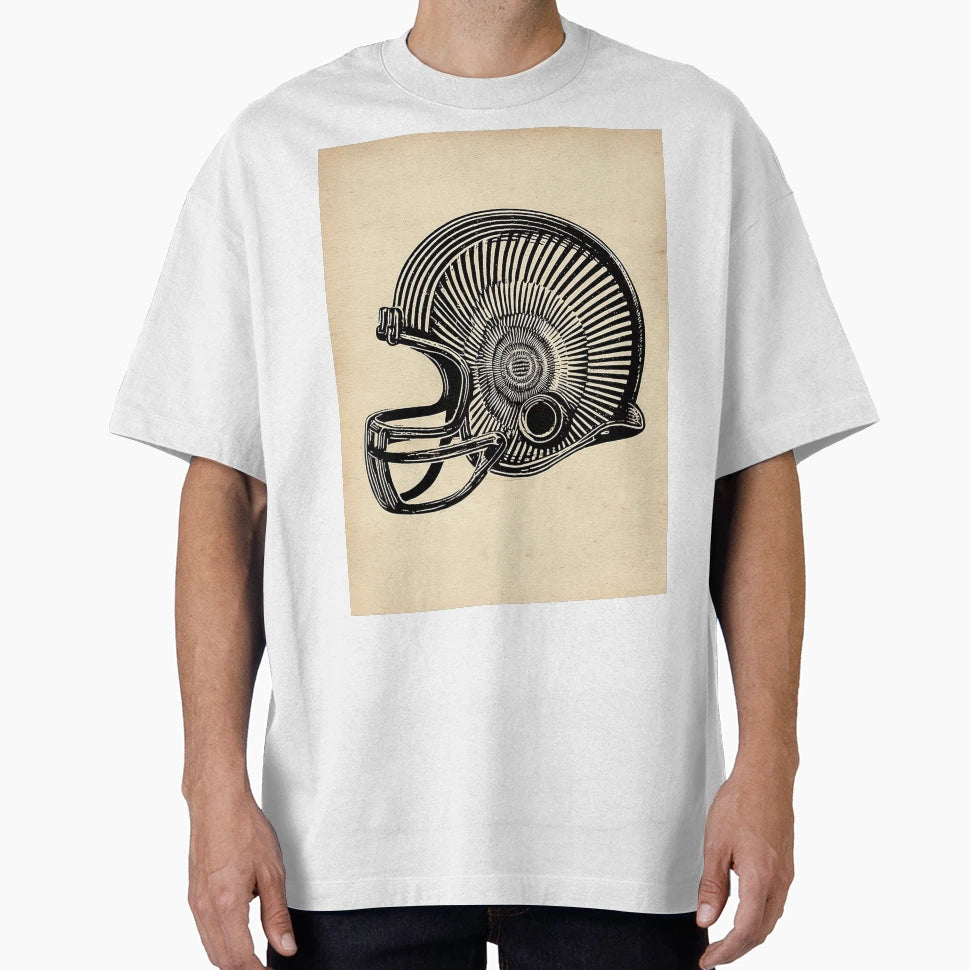 Football Helmet Illustration T-Shirt - Unique Graphic for Adults - T-Shirt, Sweatshirt, Hoodie