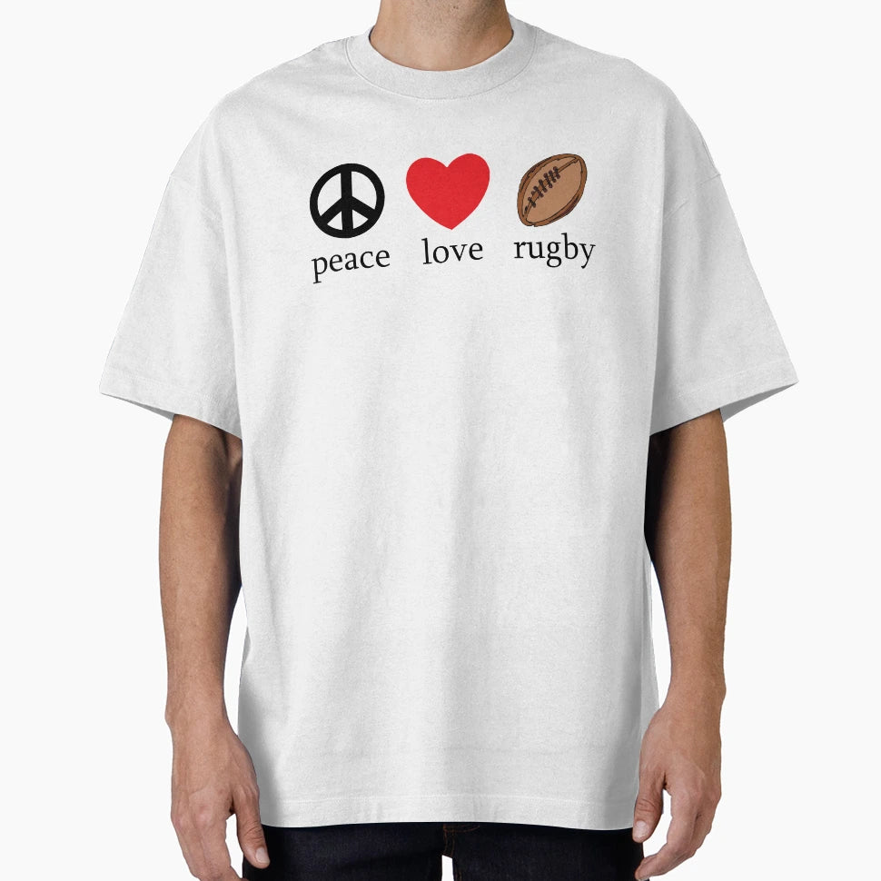 Rugby Peace Love Rugby T-Shirt - Minimalist Print Men Women - T-Shirt, Sweatshirt, Hoodie