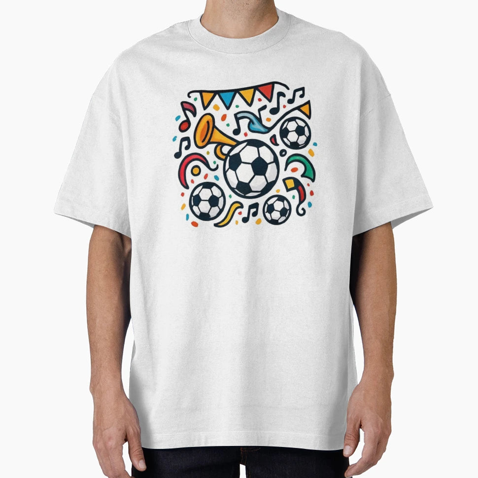 Cartoon Football Celebration Joyful Soccer T-Shirt - Unique Graphic Unisex - T-Shirt, Sweatshirt, Hoodie