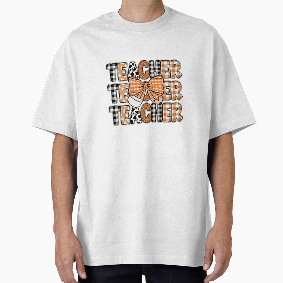 Fall Teacher Coquette Bow T-Shirt - Casual Everyday Wear Men Women - T-Shirt, Sweatshirt, Hoodie