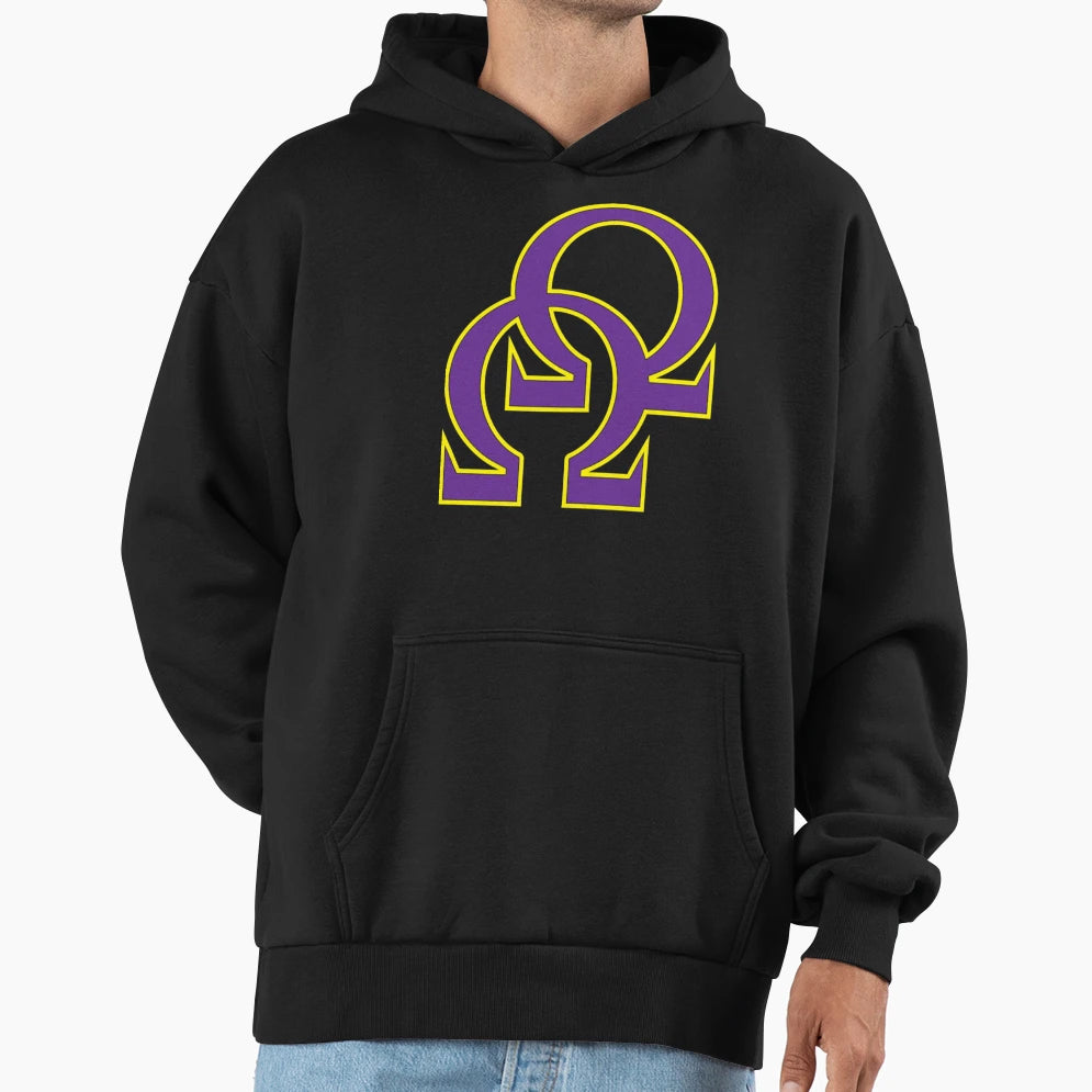 Que Double Omega Purple Gold Psi Phi Long T-Shirt - Graphic Print Unisex - T-Shirt, Sweatshirt, Hoodie