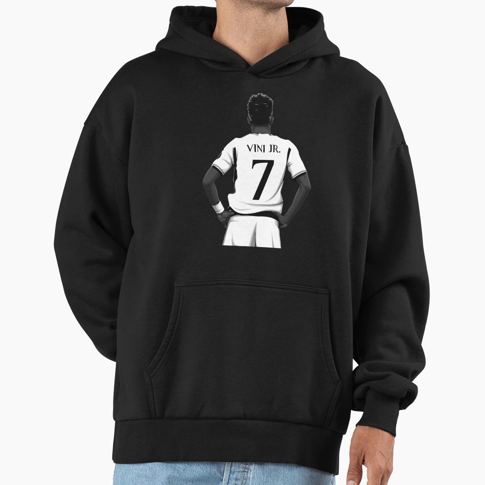 Vinicius Jr Black And White Version Hoodie - Fun Novelty Design for Adults - T-Shirt, Sweatshirt, Hoodie